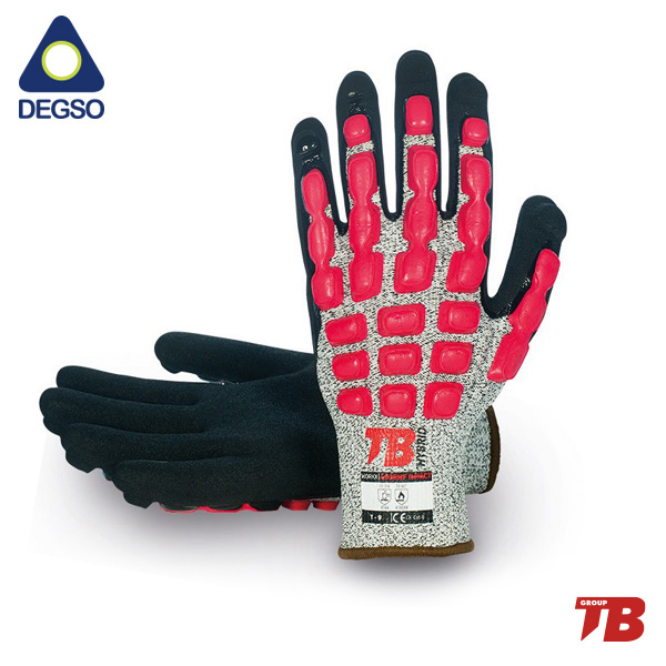 Guante anticorte y contra impacto con palma de nitrilo 490RMF IMPACT