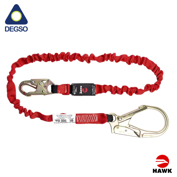 Línea de vida simple elastizada de 1,8 m con gancho grande diámetro de apertura 60 mm HAWK® 651PC-6FT