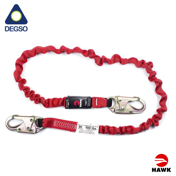 Línea de vida simple elastizada de 1,8 m con gancho diámetro de apertura 21 mm HAWK® 601PC-6FT
