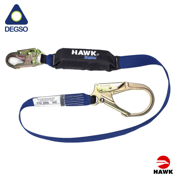 Línea de vida simple de kevlar con gancho grande diámetro de apertura 60 mm HAWK® 651KNC-6FT