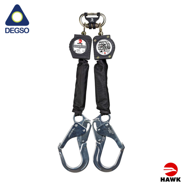 Retráctil personal de doble brazo de cinta de 1,8 m con ganchos de aluminio HAWK® H/RWTRA-6FT