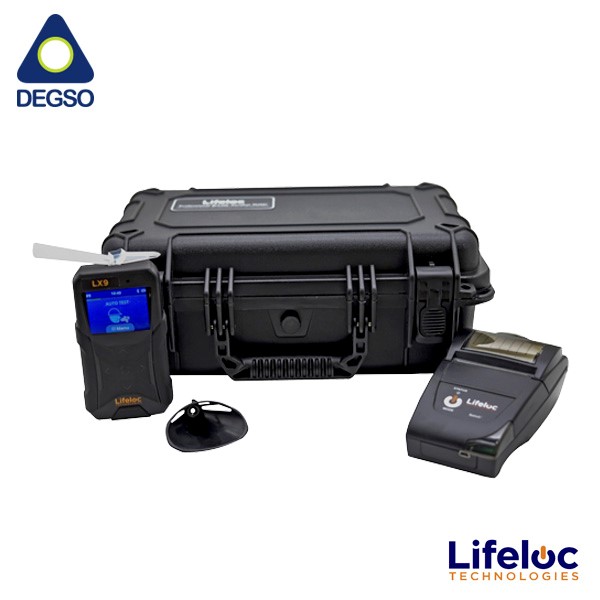 Alcoholímetro profesional portátil Lifeloc LX9 con batería recargable, impresora inalámbrica y accesorios (Sin teclado)