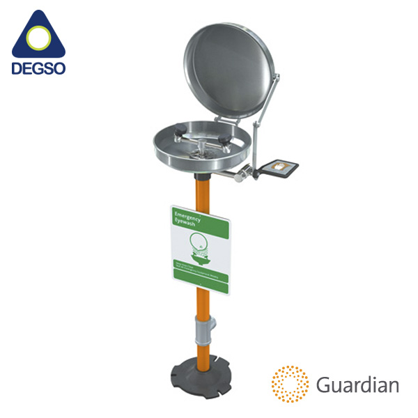 Lavaojos de emergencia de pedestal con bandeja y cubierta de acero inoxidable Guardian G1825BC