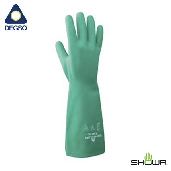Guante de nitrilo con forro de algodón para químicos SHOWA® 730 (Funda de 12 pares)