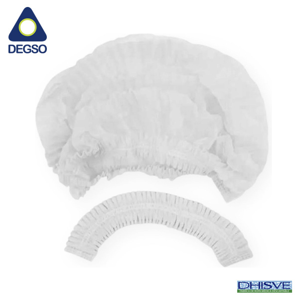Cofia desechable blanca tipo acordeón (paquete de 2000 unidades)