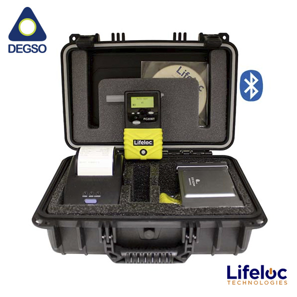 Alcoholímetro profesional portátil Lifeloc FC20BT DMS con impresora inalámbrica y teclado inalámbrico