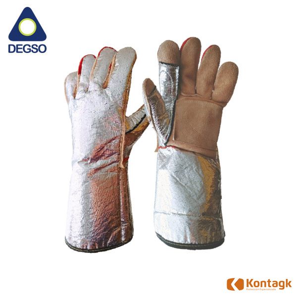 Guante aluminizado 15&quot; con palma de cuero