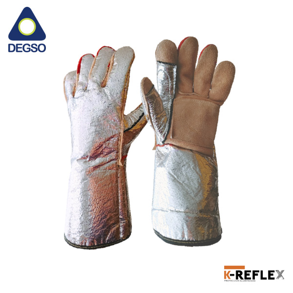 Guante aluminizado 18" con palma de cuero