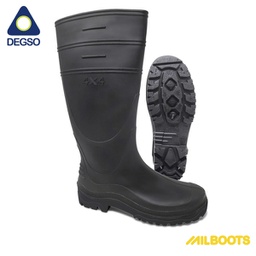 Bota PVC 4x4 sin forro y sin puntera de seguridad color negro