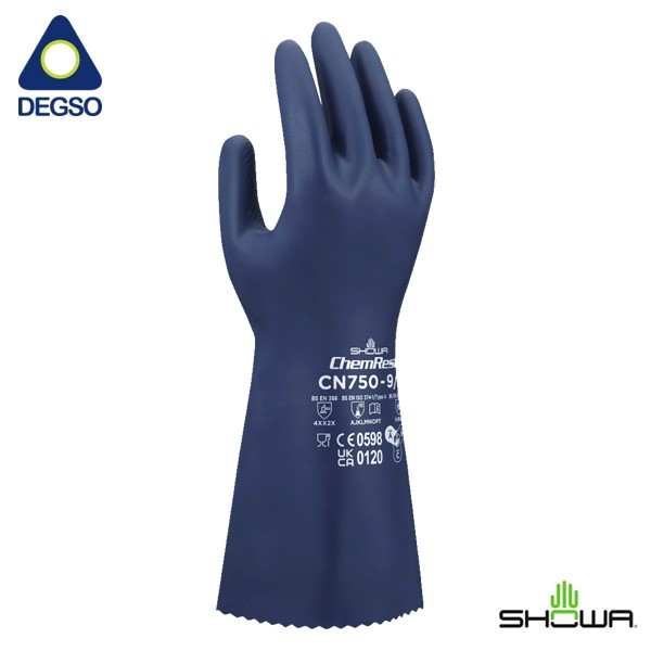 Guante de nitrilo biodegradable para químicos SHOWA® CN750