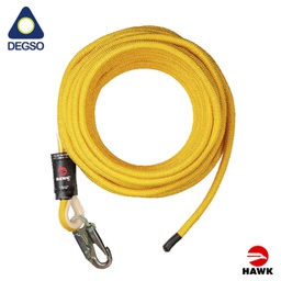 [HAWK101KT-60mt] Línea de vida de cuerda semiestática de kernmantle de 5/8” con conector en un extremo, de 60 m de largo HAWK 101KT